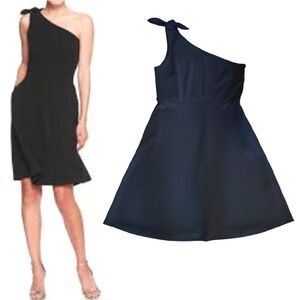 Banana Republic Factory Black One Shoulder Fit And Flare Dress Plus 14